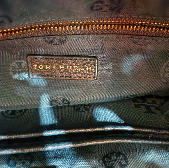 Tory Burch Marion Slouchy Tote Hudson Bay/ Navy Pebbled Leather - Picture 2 of 14